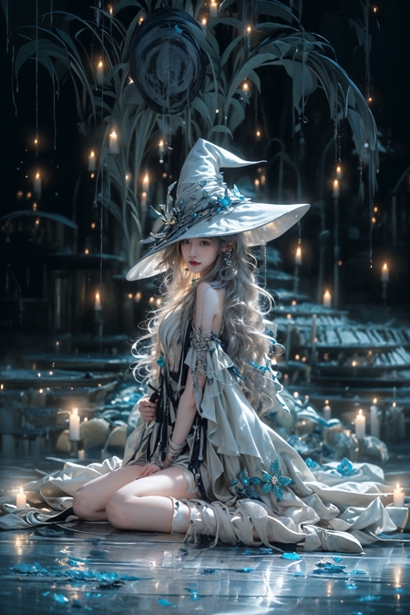 606247209521968324-2365711681-Moon Witch，1gid，solo，witch hat，blonde hair，dress，jewelry，high heels，cleavage，earrings，bracelet，bare shoulders，white thighhighs，.jpg